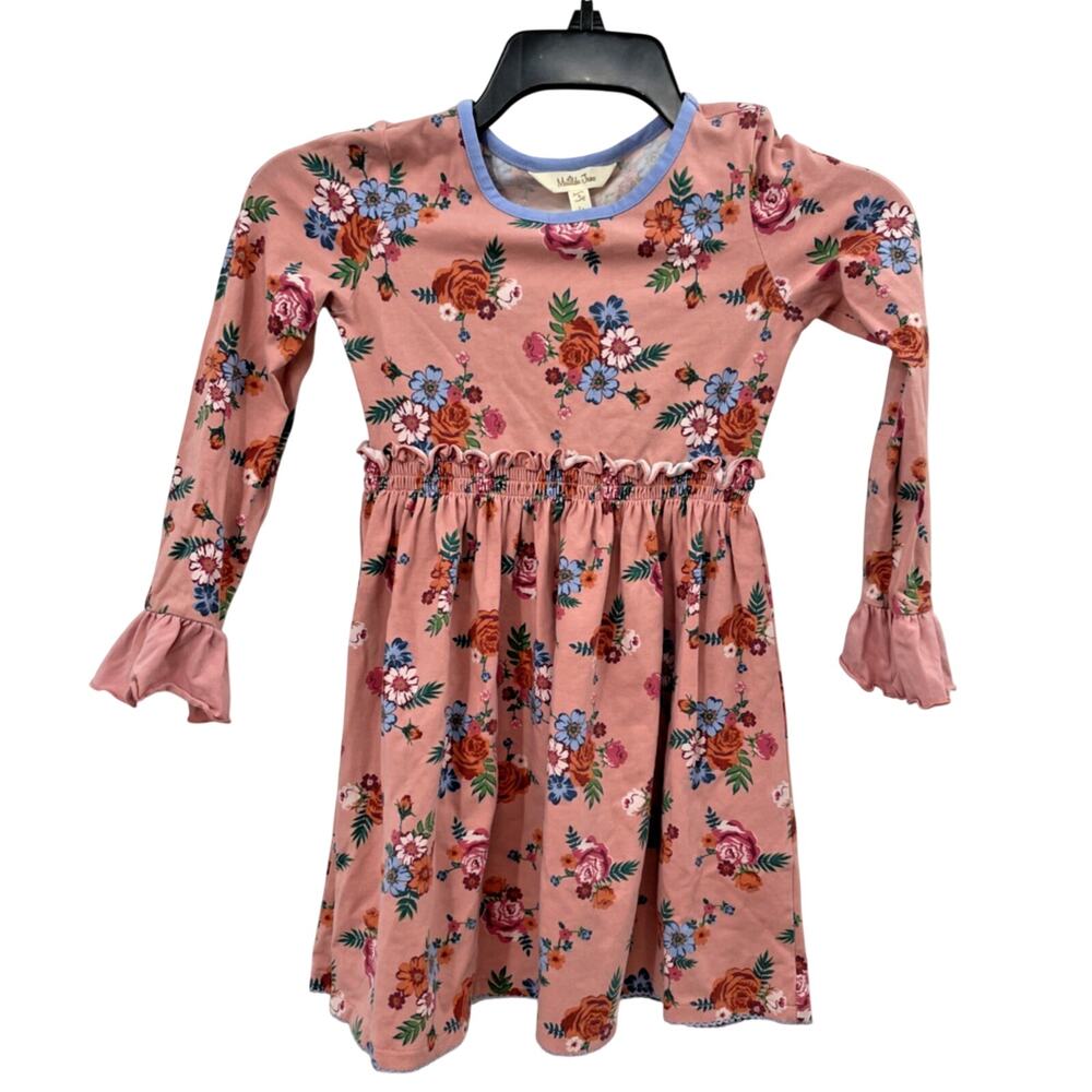 Matilda Jane Lots To Learn Dress Girls Size 6 Long Sleeve Pink Floral Dress